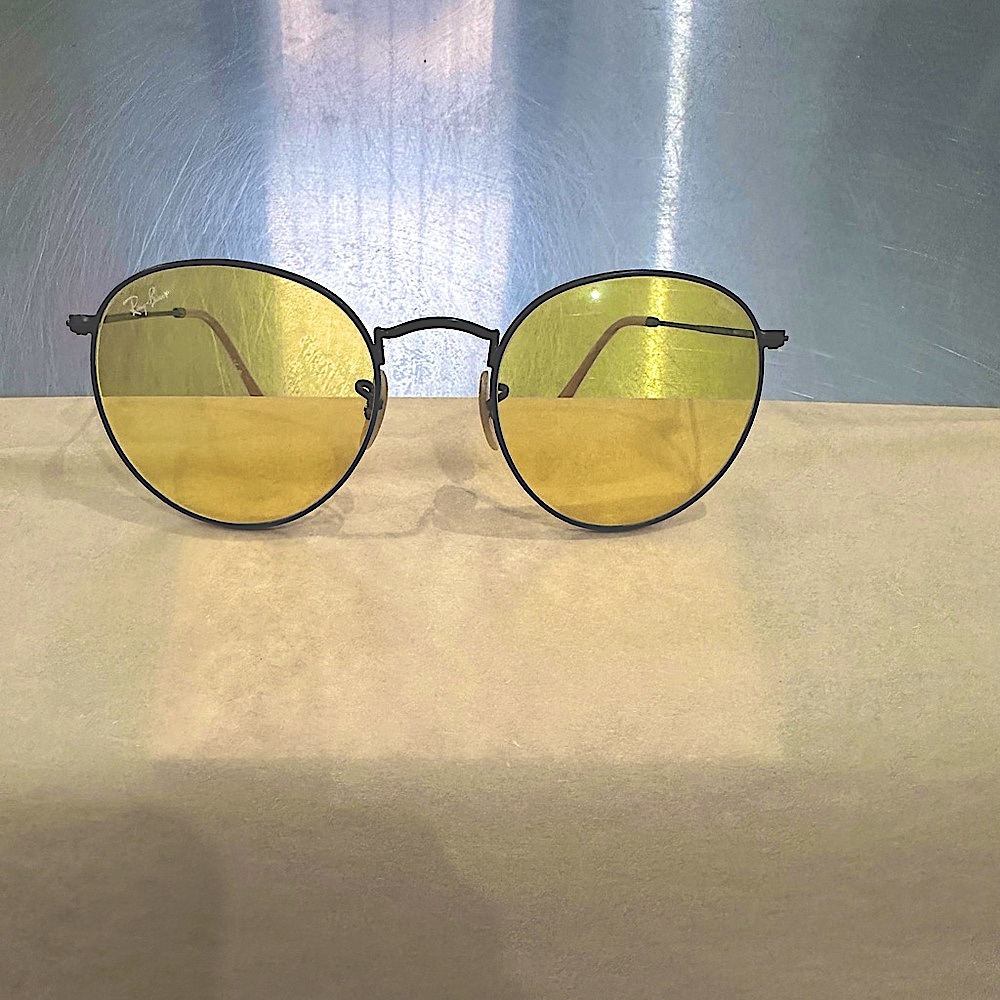 Ray Ban Unisex Round Metal Sunglasses with yellow lense